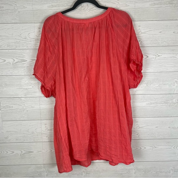 Hester & Orchard Coral V-Neck Blouse Size 3X - Picture 6 of 7
